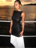 Vacation Dresses Maxi Sleeveless Casual Black Dress
