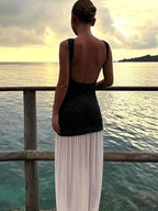 Vacation Dresses Maxi Sleeveless Casual Black Dress