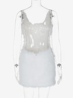 Night Out Dresses White Polyester Sleeveless Straps Neck Summer Dress