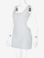 Night Out Dresses White Polyester Sleeveless Straps Neck Summer Dress