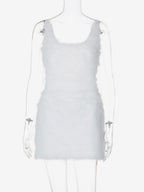 Night Out Dresses White Polyester Sleeveless Straps Neck Summer Dress