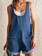Light Sky Blue Sleeveless Denim Loose Summer Playsuit