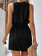 Two Piece Sets Hunter Green Casual Cut Out V-Neck Sleeveless Pant Set