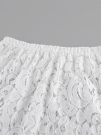 Two Piece Sets White Chic Lace Daily Casual Shaping Sleeveless Skirt Set