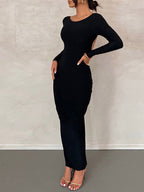 Party Dress Maxi Burgundy Long Sleeves Sexy Semi Formal Dress