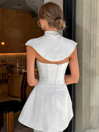Two Piece Sets White Chic Lace Daily Casual Shaping Sleeveless Skirt Set