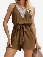 Two Piece Sets Hunter Green Casual Cut Out V-Neck Sleeveless Pant Set