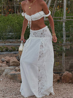 Two Piece Sets White Casual Cut Out Beach Shaping Sleeveless Skirt Set