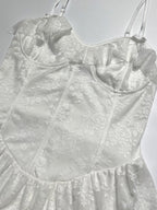 Date Night Dresses Mini Backless Lace Up Lace Sleeveless V-Neck Sexy White Dress