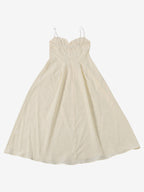Daily Dresses Maxi Sleeveless Straps Neck Raised Waist Sexy Backless Pleated Apricot Dress