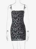 Night Out Dresses Leopard Leopard Print Sleeveless Straps Neck Summer Dress
