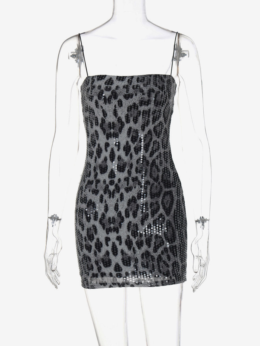 Night Out Dresses Leopard Leopard Print Sleeveless Straps Neck Summer Dress