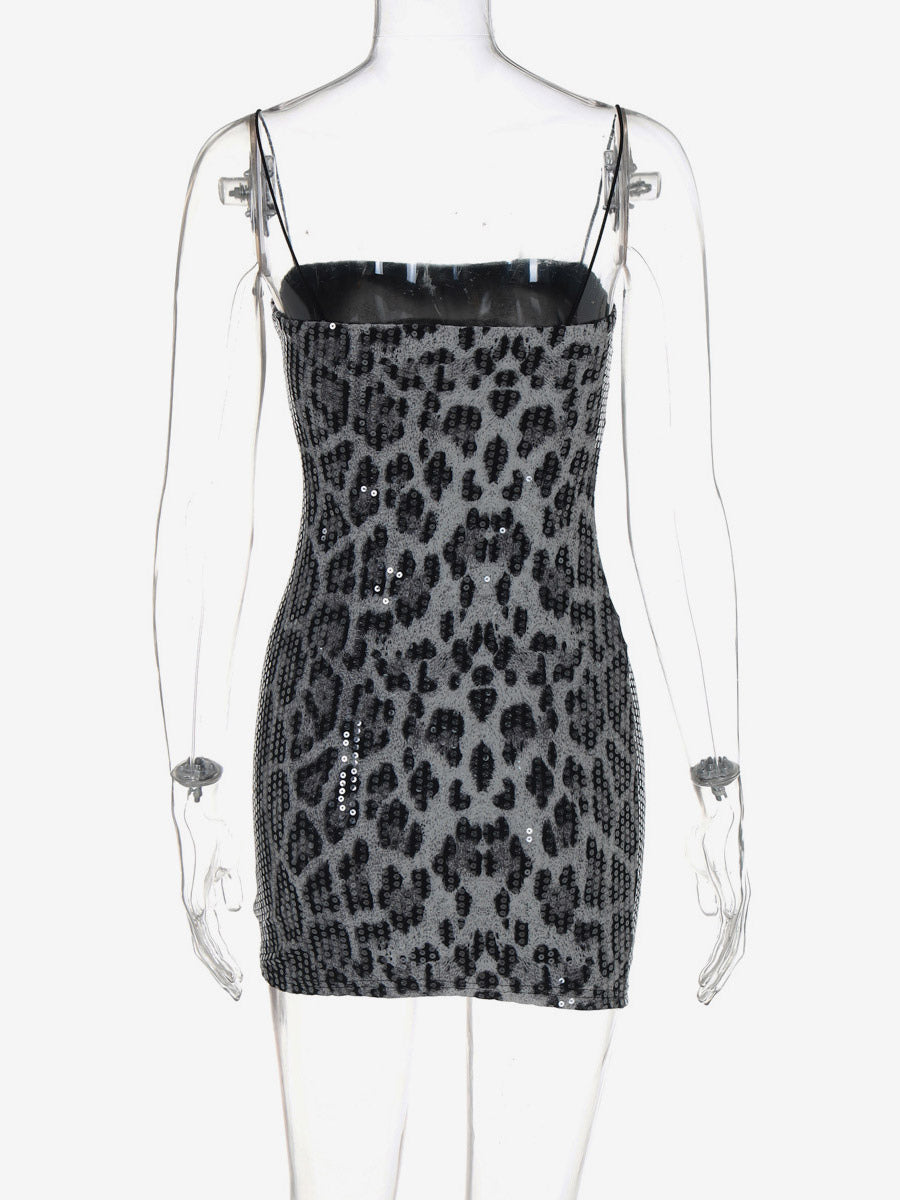Night Out Dresses Leopard Leopard Print Sleeveless Straps Neck Summer Dress