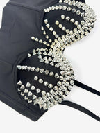 Corset Tops Black Gold Sexy Sleeveless Straps Neck Slim Fit Rivets Tops