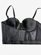 Corset Tops Black Gold Sexy Sleeveless Straps Neck Slim Fit Rivets Tops