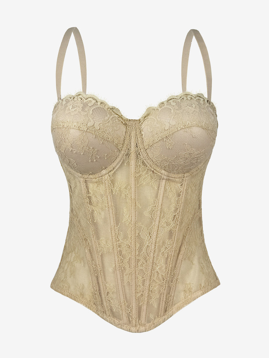 Corset Tops Black Sexy Sleeveless Strapless Slim Fit Lace Tops
