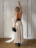 Party Dress Maxi Khaki Halter Cut Out Clothes Sexy Semi Formal Dress