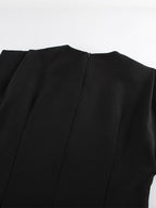 Party Dress Maxi Black Jewel Neck Buttons Sleeveless Elegant Semi Formal Dress