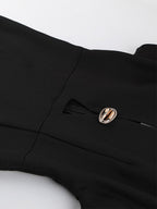 Party Dress Maxi Black Jewel Neck Buttons Sleeveless Elegant Semi Formal Dress