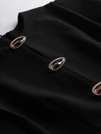 Party Dress Maxi Black Jewel Neck Buttons Sleeveless Elegant Semi Formal Dress