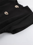 Party Dress Maxi Black Jewel Neck Buttons Sleeveless Elegant Semi Formal Dress
