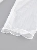 Daily Dresses Woman's Maxi White Long Sleeves Jewel Neck Natural Waist Dress