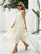 Daily Dresses Maxi Daily For Woman Sleeveless Jewel Neck Natural Waist Chic Lace Dress