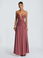 Party Dress Maxi Coffee Brown Halter Zipper Sleeveless Backless Elegant Semi Formal Dress