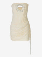 Night Out Dresses Apricot Polyester Hearts Pattern Sleeveless Strapless Summer Dress