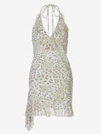 Night Out Dresses Leopard Polyester Leopard Print Sleeveless Halter Asymmetrical Summer Dress