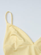 Date Night Dresses Mini Lace Up Sleeveless Backless Straps Neck Sexy Yellow Dress