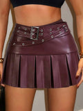 Skirts Auburn Natural Waist PU Leather Chic Fall Short Women's Bottoms