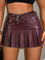 Skirts Auburn Natural Waist PU Leather Chic Fall Short Women's Bottoms