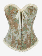 Corsets Blue Tops Lace-up Ruffles Floral Print Street Wear Elegant Lingerie