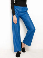 Pants Red PU Leather Natural Waist Chic Straight Trousers