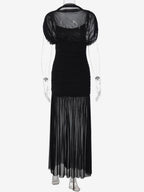 Night Out Dresses Black Short Sleeves High Collar Summer Dress