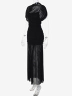 Night Out Dresses Black Short Sleeves High Collar Summer Dress