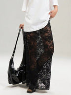 Skirts Black Natural Waist Sexy Sheer Long Women's Bottoms