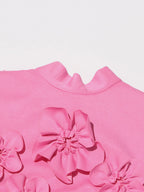 Party Dress Dresses Mini Pink Stand Collar Flowers Sleeveless Casual Semi Formal Dress