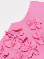 Party Dress Dresses Mini Pink Stand Collar Flowers Sleeveless Casual Semi Formal Dress
