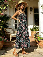 Vacation Dresses Maxi Backless Pleated Sleeveless Straps Neck Chic Light Sky Blue Dress