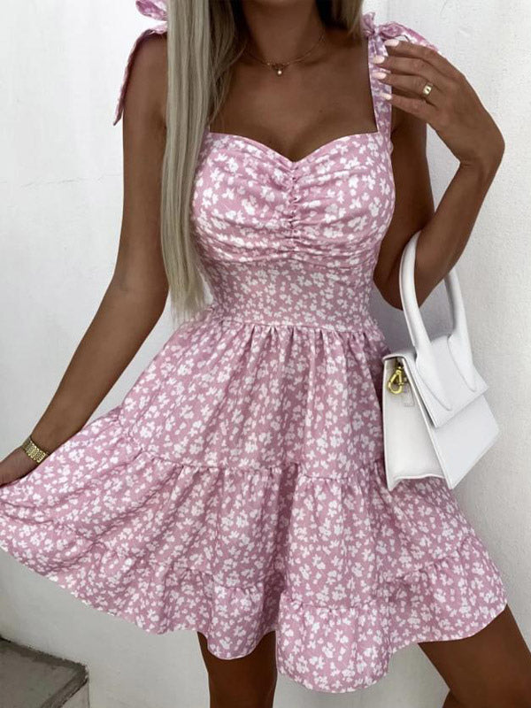 Daily Dresses For Women Midi Green Suede Backless Pleated Sleeveless Off-The-Shoulder Dress