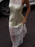 Daily Dresses Woman's Maxi Black Sleeveless Jewel Neck Two-Tone Dress