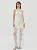 Daily Dresses Woman's Maxi Black Sleeveless Jewel Neck Two-Tone Dress
