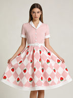 Vintage 1950s Swing Cocktail Dress Women Sleeveless Retro Dress