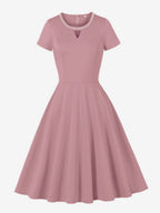 Vintage 1950s Swing Cocktail Dress Short Sleeve Women Retro Dress