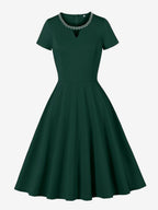 Vintage 1950s Swing Cocktail Dress Short Sleeve Women Retro Dress