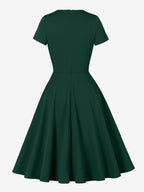 Vintage 1950s Swing Cocktail Dress Short Sleeve Women Retro Dress