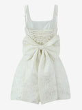 Date Night Dresses Shaping Bows Sleeveless Square Neck Chic White Dress