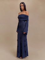 Party Dresses Shaping Flower Flowers Long Sleeves Off-The-Shoulder Casual White Dress